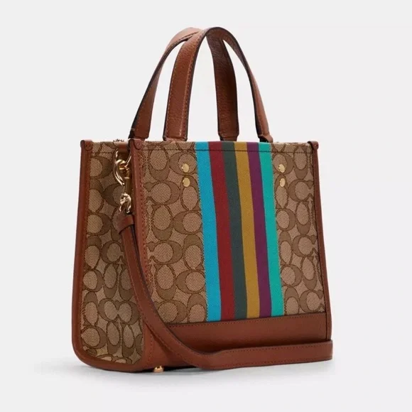 Like New Coach Tan and Multicolor Stripe Tote - Picture 2 of 7